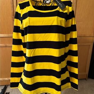 NWT Yellow and Black Striped Women's Top